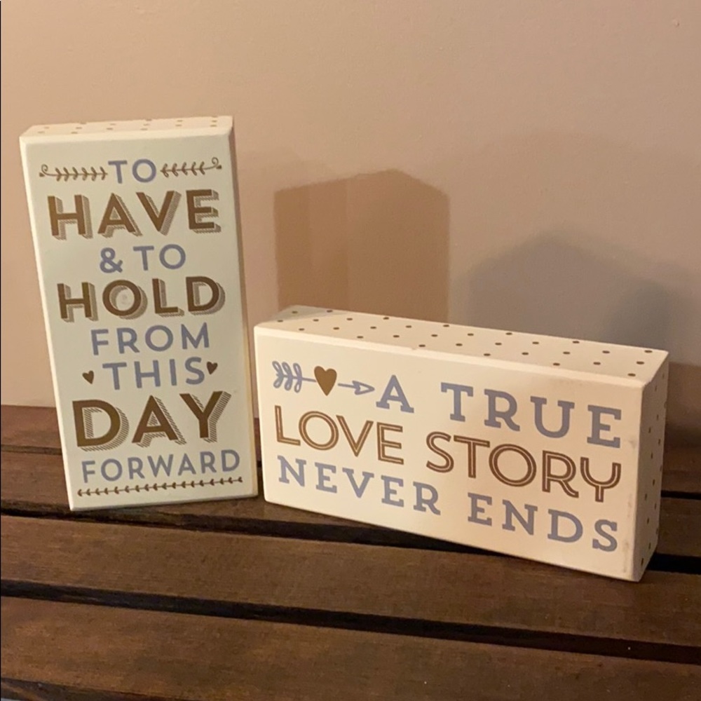 Kirkland’s Home Decor cream, grey, and gold blocks
